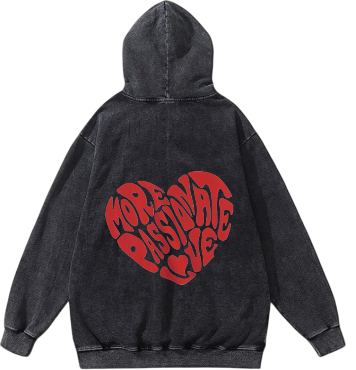 VaIentine coupIe Oversize Hoodie Washed gray Back 22