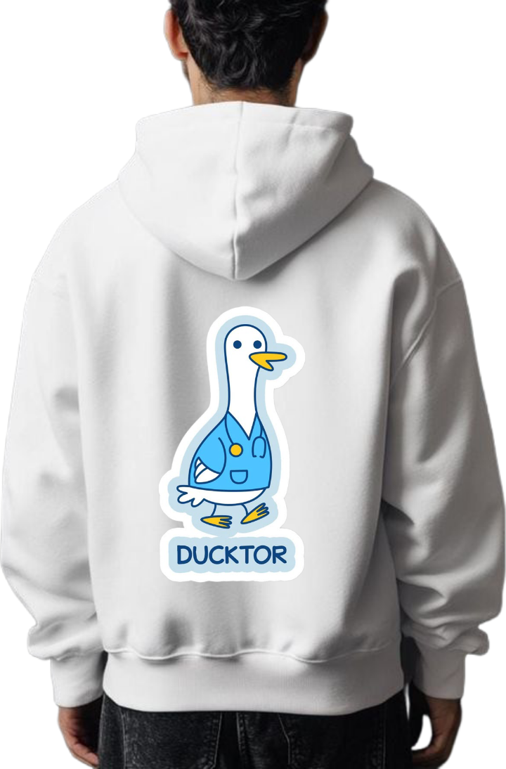 Ducktor One Size hoodie White Back 22