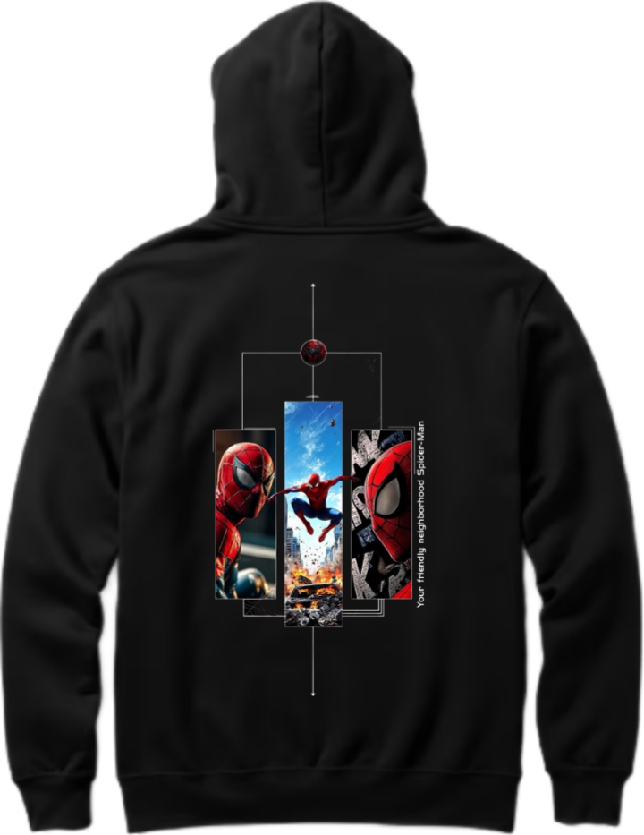 Spiderman One Size hoodie Black Back 22