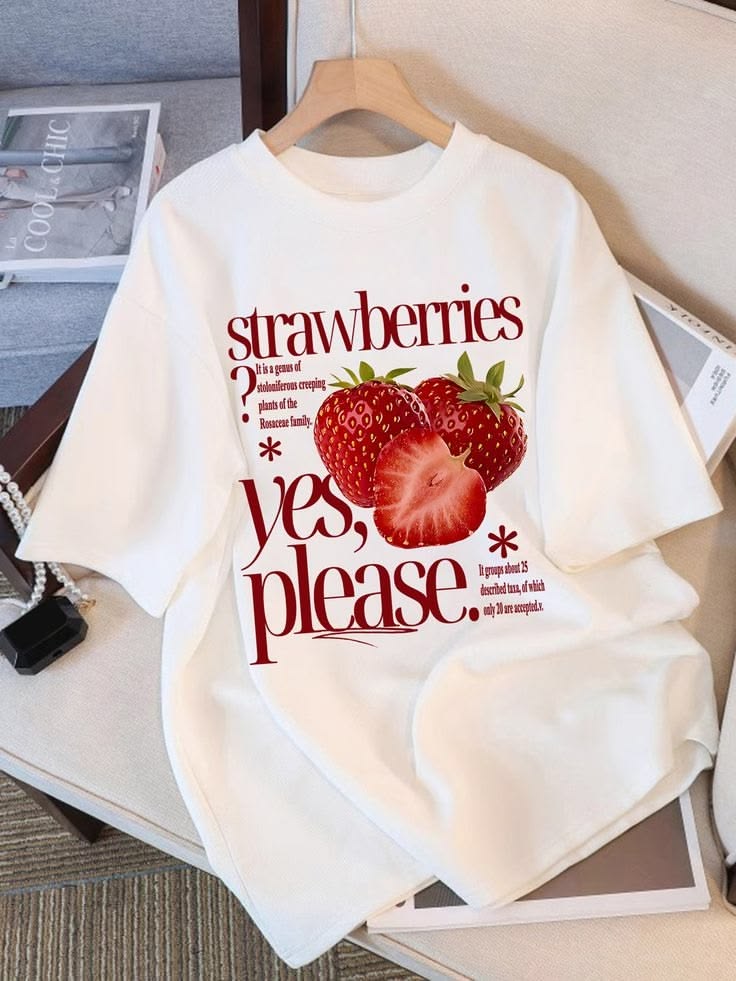 strawberries yes please T-Shirt Oversized White