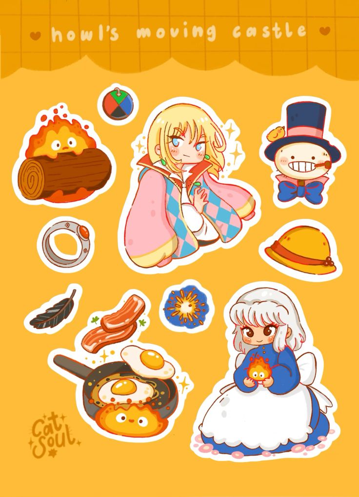 Howl's Moving Castle Stickers Pack, Cute Anime Calcifer and Sophie Aesthetic Stickers for Journaling, Scrapbooking, Water Bottles, Laptop, and Planner Decals