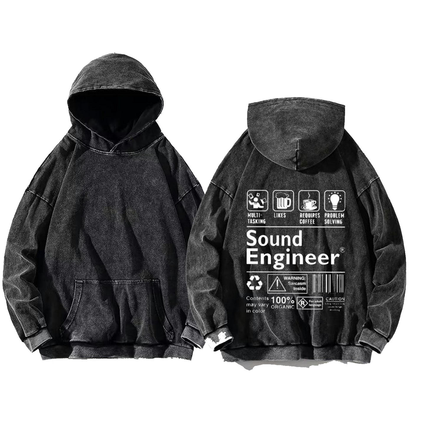 Sound Engineer oversize hoodie Washed back 126