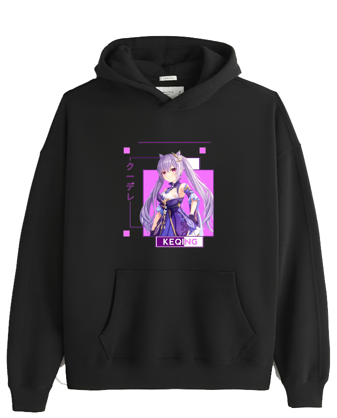 Genshin Impact Keqing Over Size hoodie Black 23