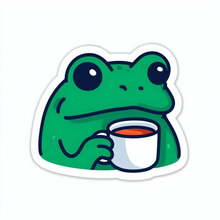 Sticker coffee الضفدع الأخضر اللطيف 23
