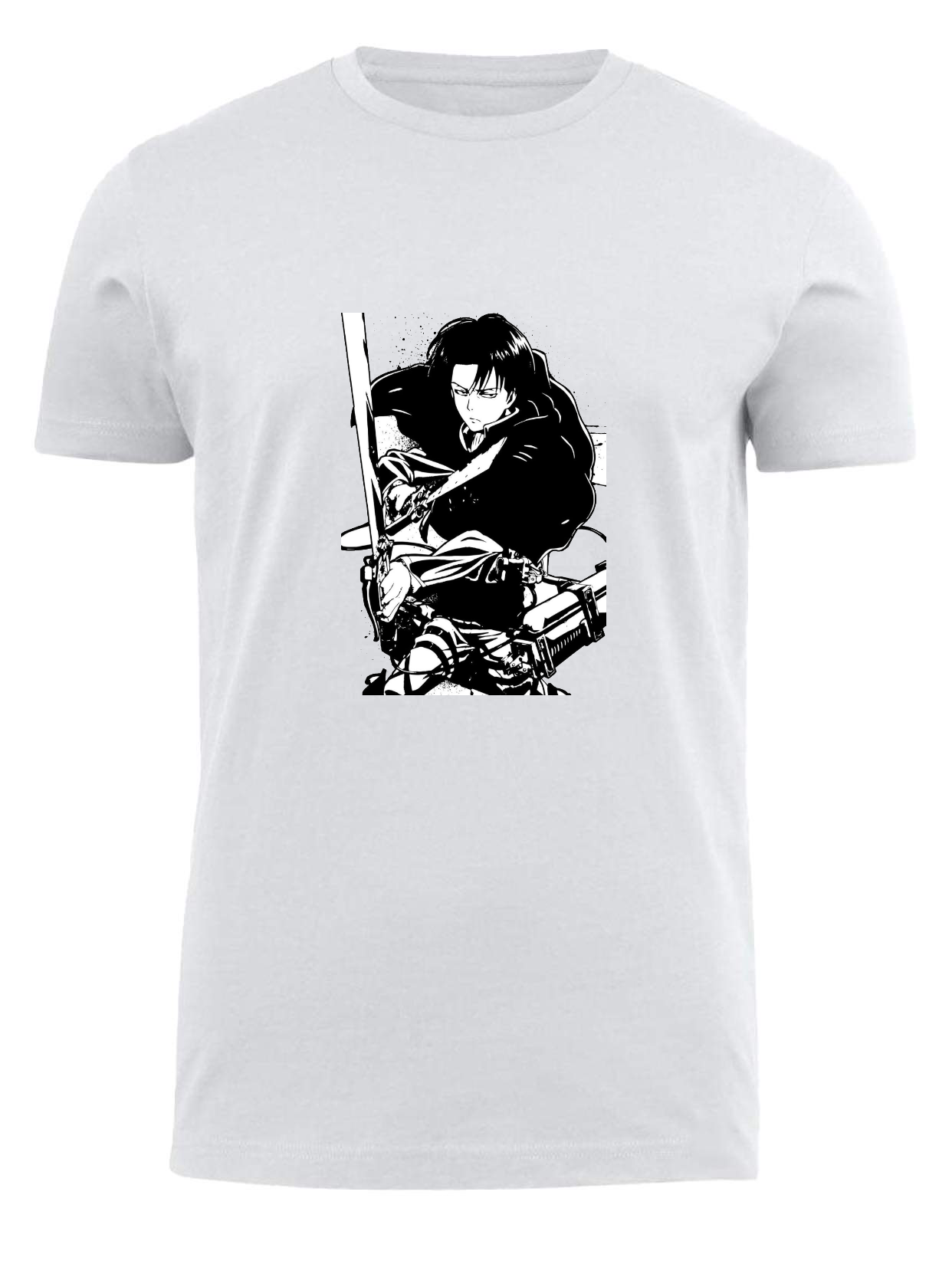 Anime Attack on titan shingeki no kyojin eren levi mikasa Aot white fit t- shirt 23