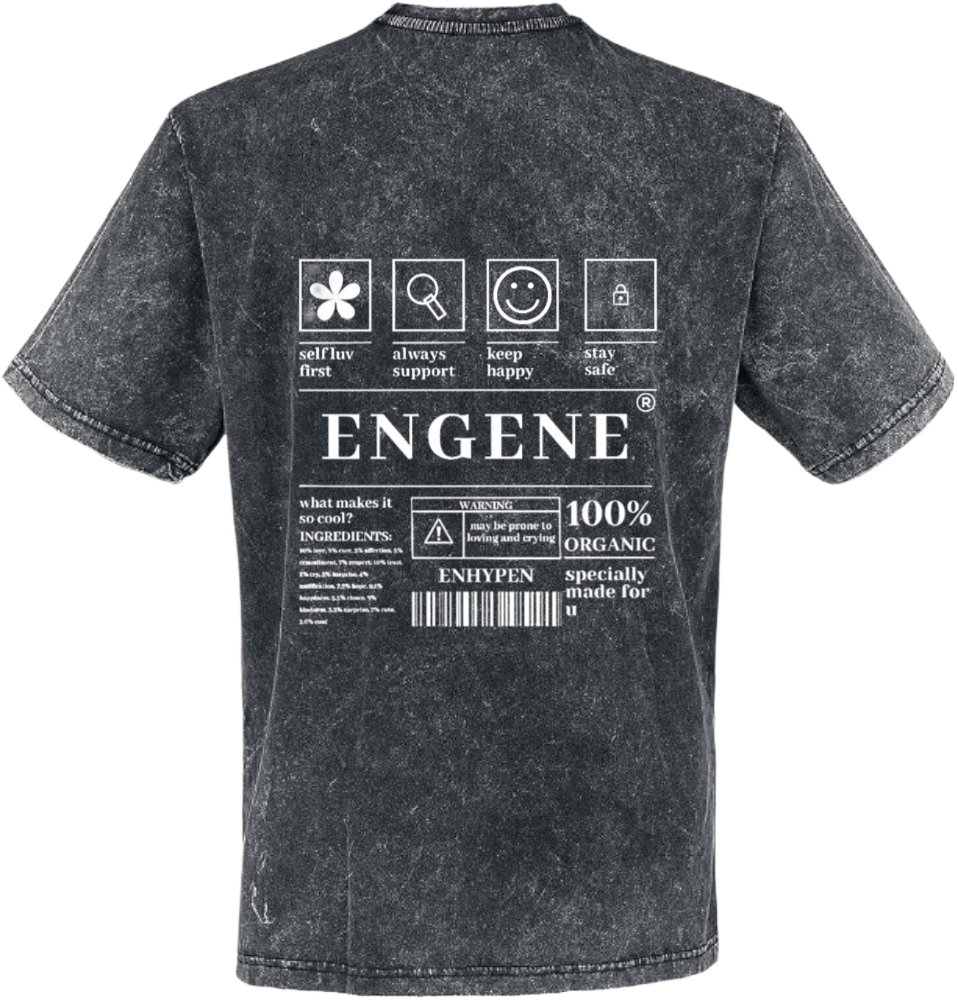 ENGENE Back text One Size t- shirt Washed Back 102