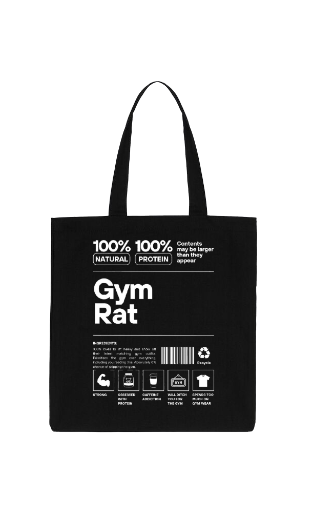 Gym Rat Back text tote bag Black 20