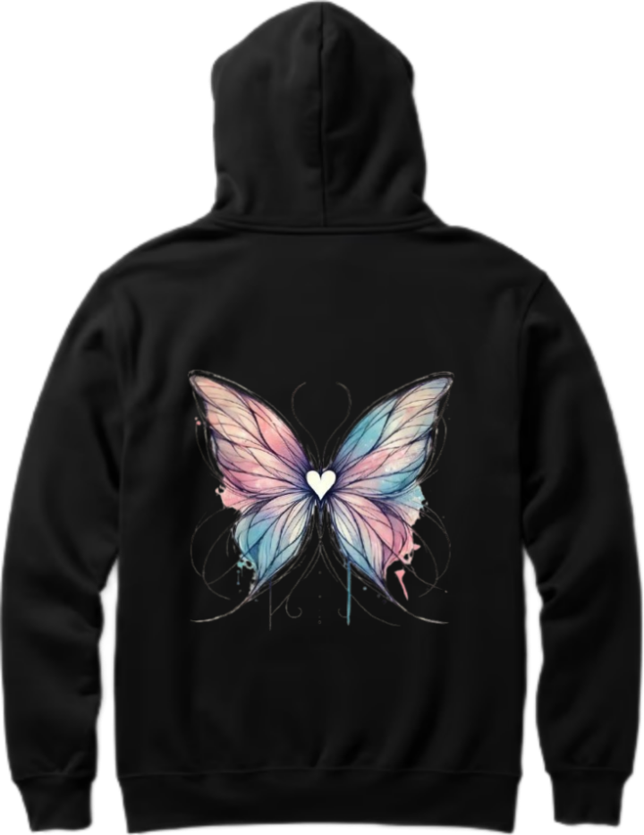 butterflies Oversize Hoodie Black Back 24