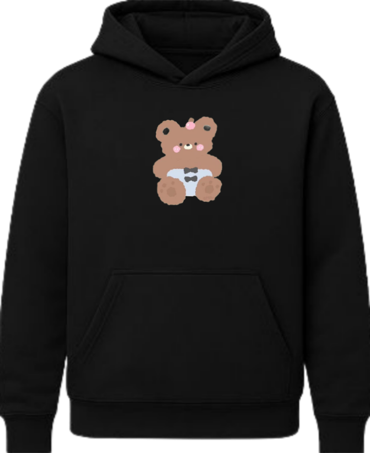 bear Oversize Hoodie Black 24