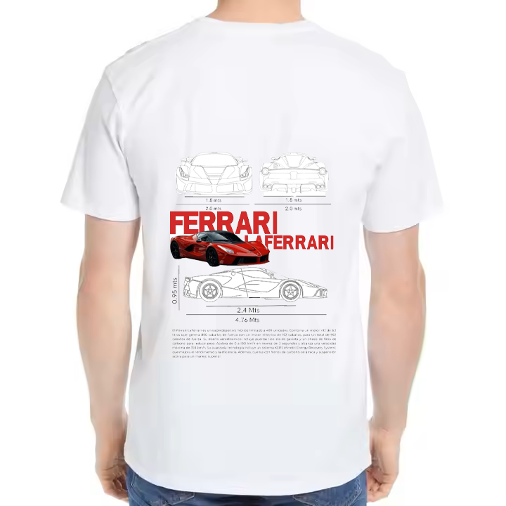 Ferrari LaFerrari Car t- shirt One Size White Back 24