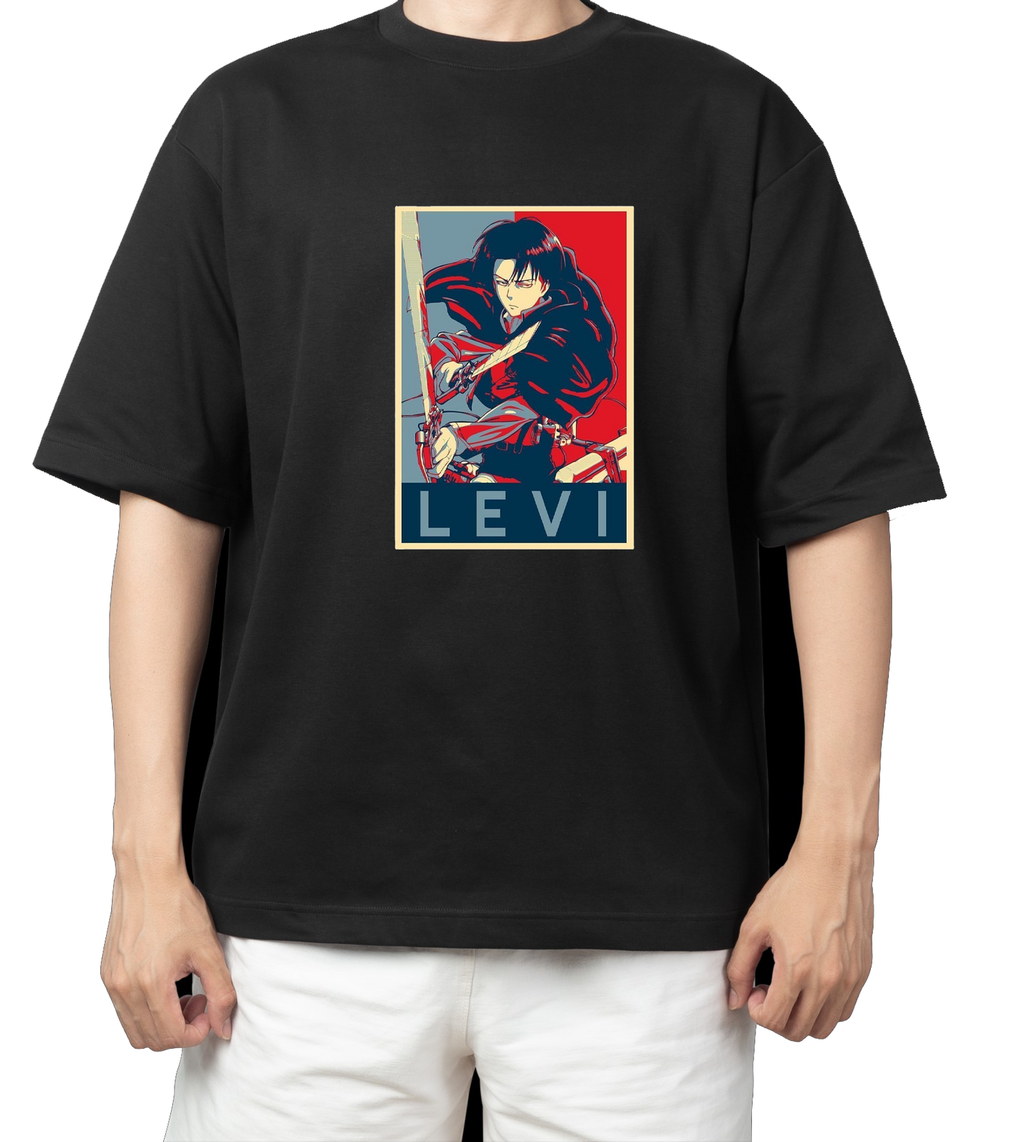 Anime Attack on titan shingeki no kyojin eren levi mikasa Aot black Oversize t- shirt 25