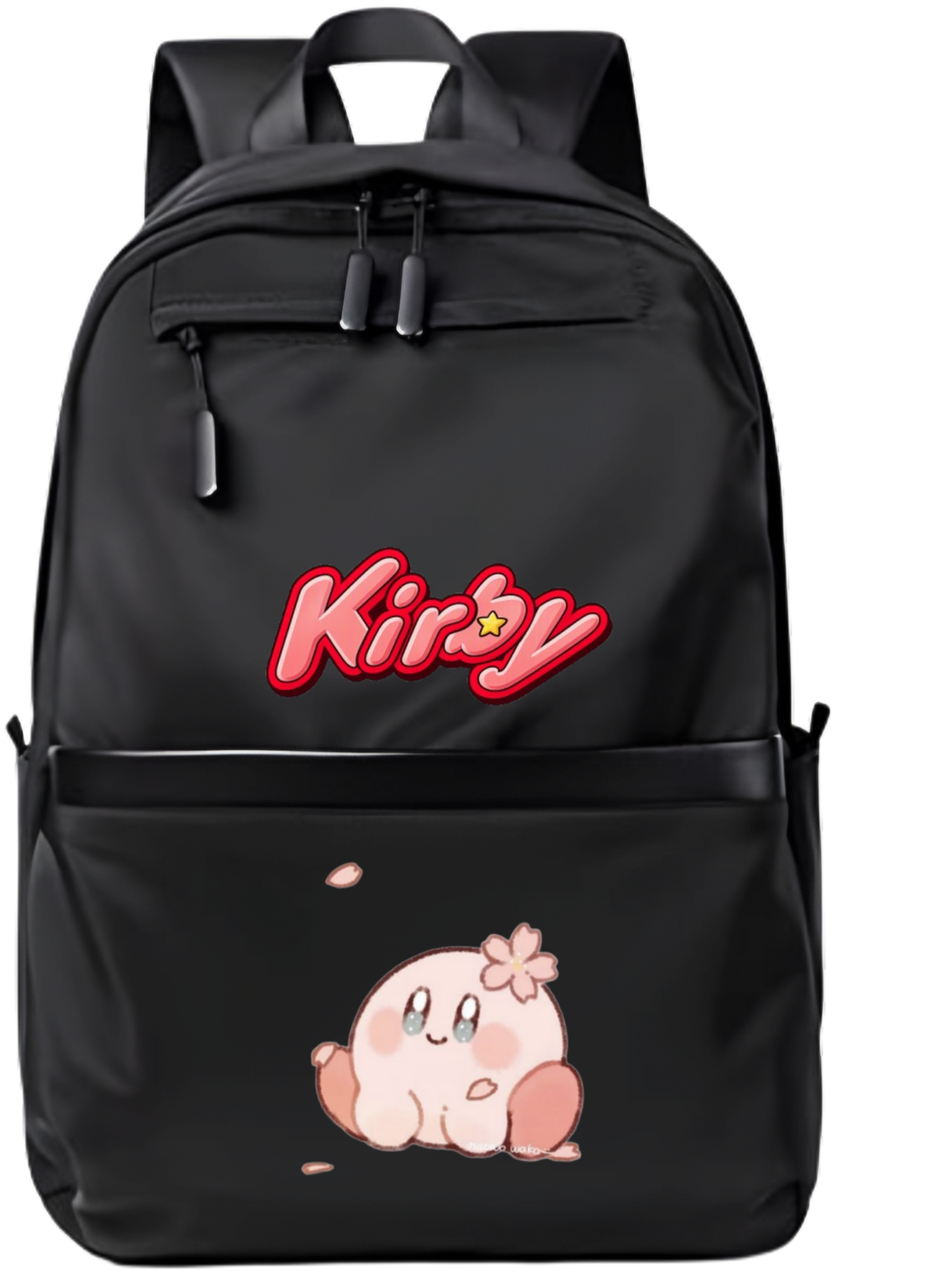 Kirby Backpack for Kids Teens, Cute Anime Cartoon Black School Bag, Casual Daypack Travel Bookbag for Boys and Girls 24