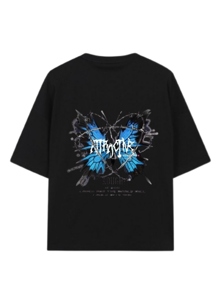 butterflies t- shirt Black Back 24