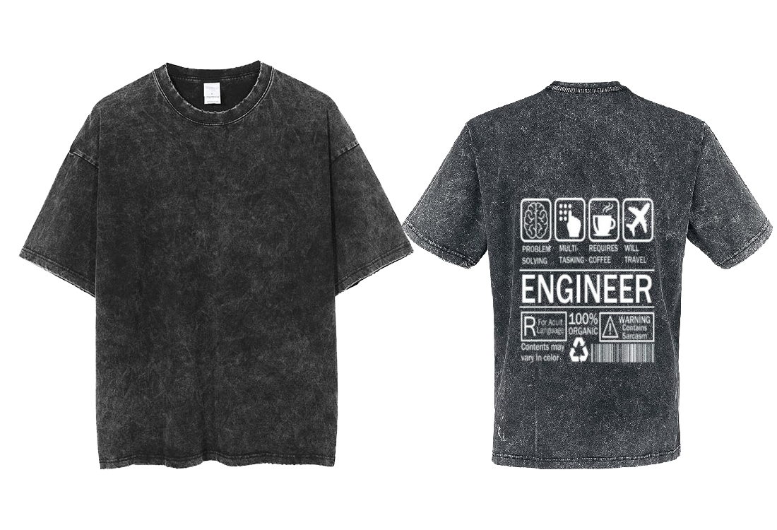 ENGINEER Back text One Size t- shirt Washed Back 25