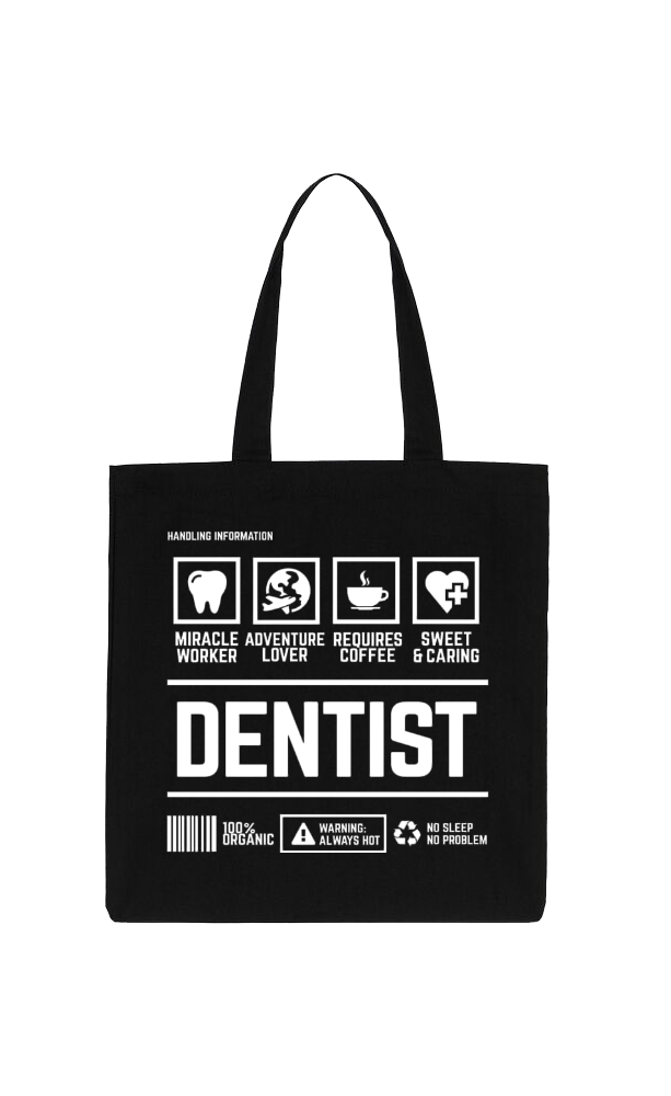 DENTIST Back text tote bag Black 22