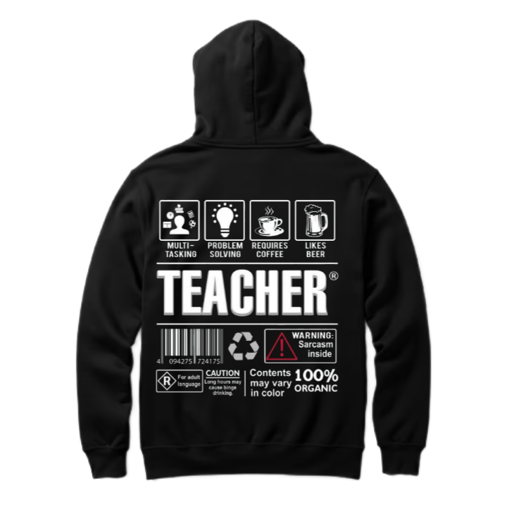 TEACHER Back text oversize hoodie back 25