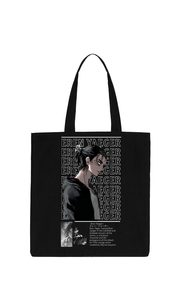 Anime Attack on titan shingeki no kyojin Aot Black tote bag 24
