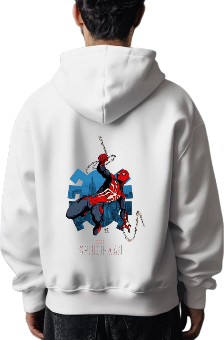Spiderman One Size hoodie White Back 25
