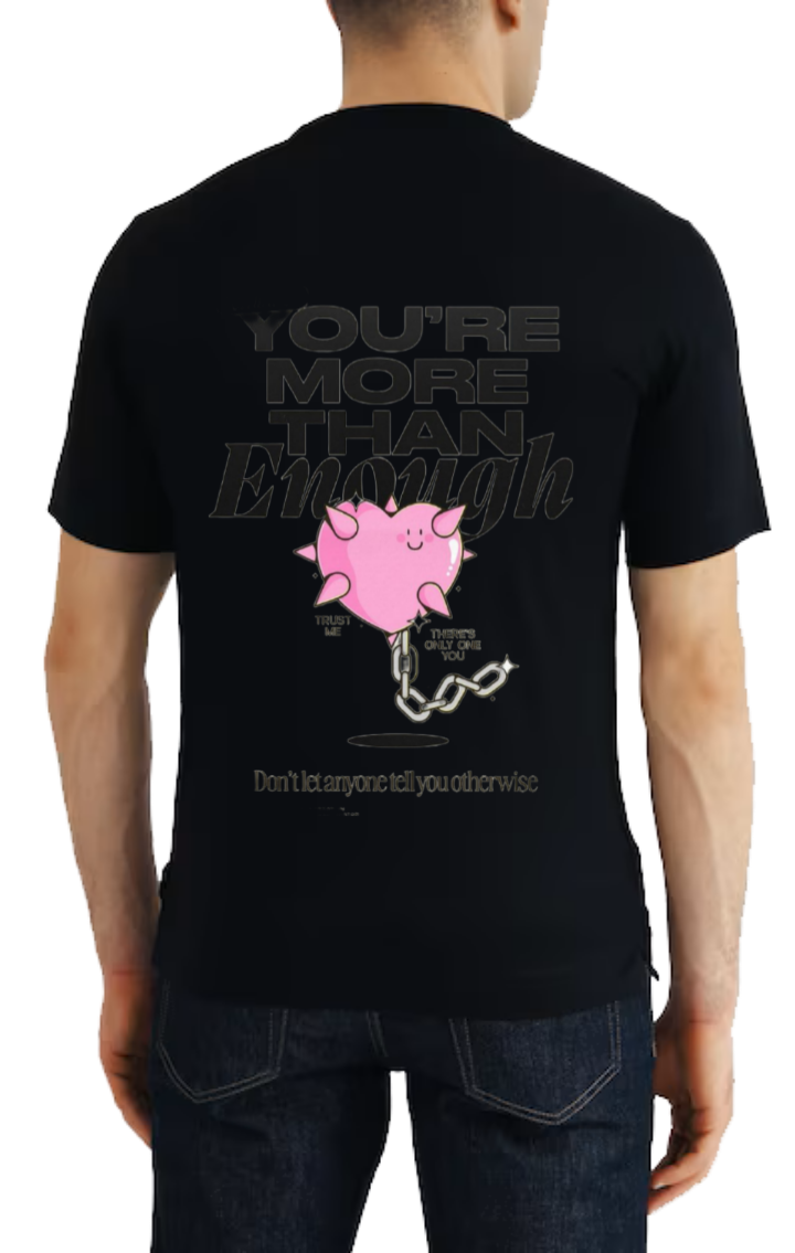 YOU'RE MORE THAN Enigh t- shirt One Size Black back 25