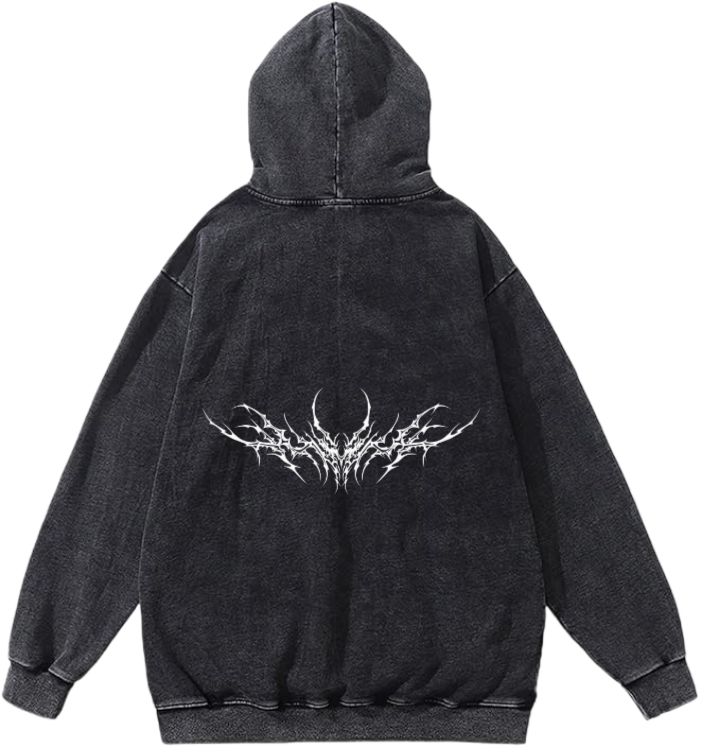 Goth Oversize Hoodie Washed gray Back 26
