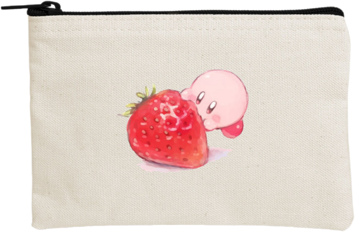 Kawaii Cute Kirby Canvas Makeup Pouch, Aesthetic Pink Anime Character Small Zipper Makeup Bag, Pencil Case, Travel Toiletry Pouch for Women and Girls 26