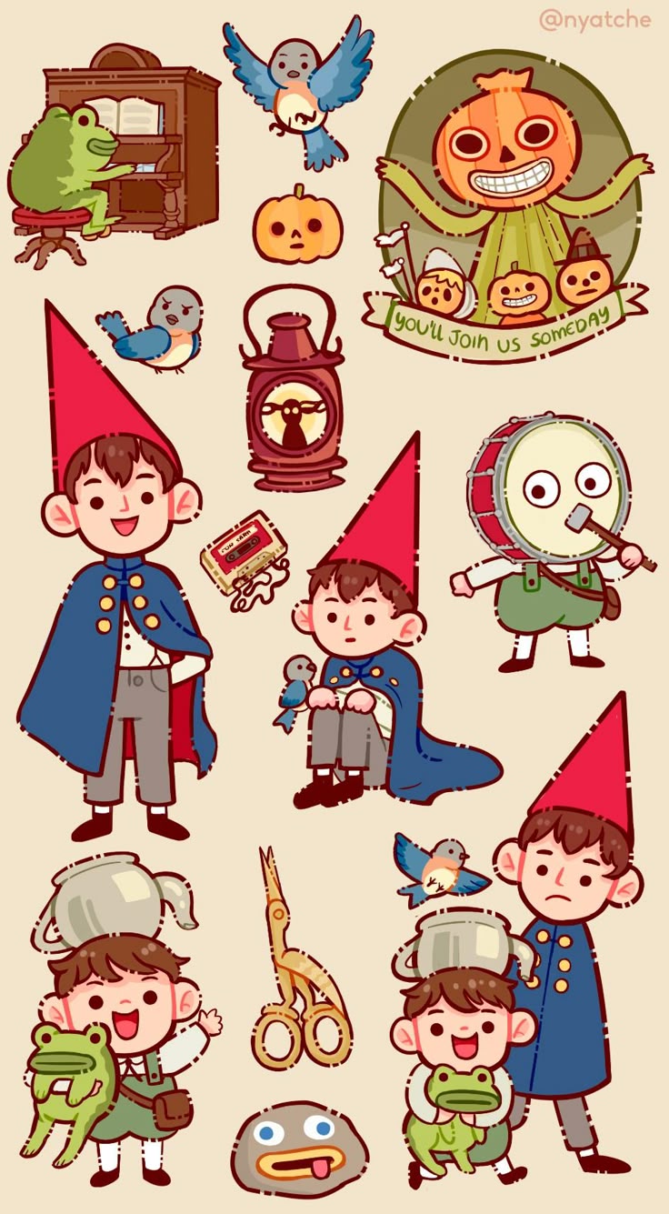 Over the Garden Wall Stickers Pack, Cute Wirt and Greg Cartoon Aesthetic Stickers for Journaling, Scrapbooking, Water Bottles, Laptop, and Planner Decals
