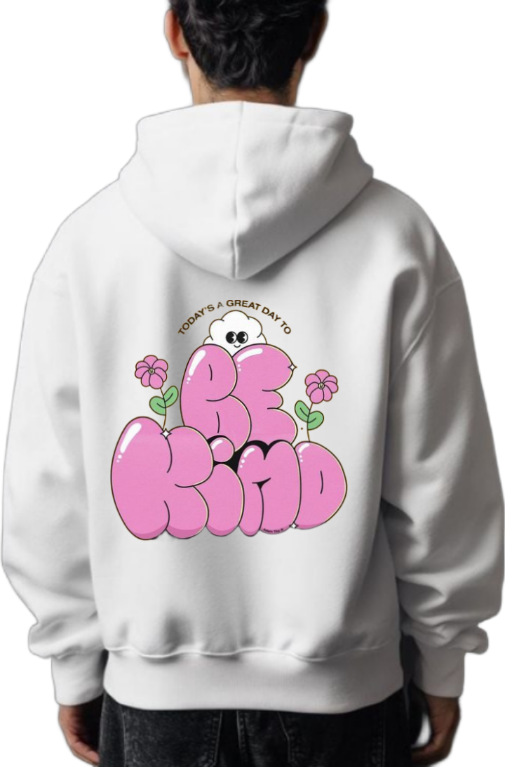 Be Kind One Size hoodie White Back 27