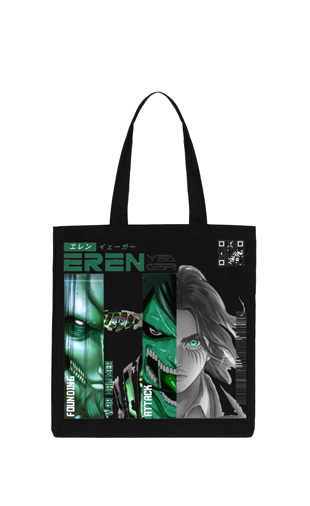 Anime Attack on titan shingeki no kyojin Aot Black tote bag 26
