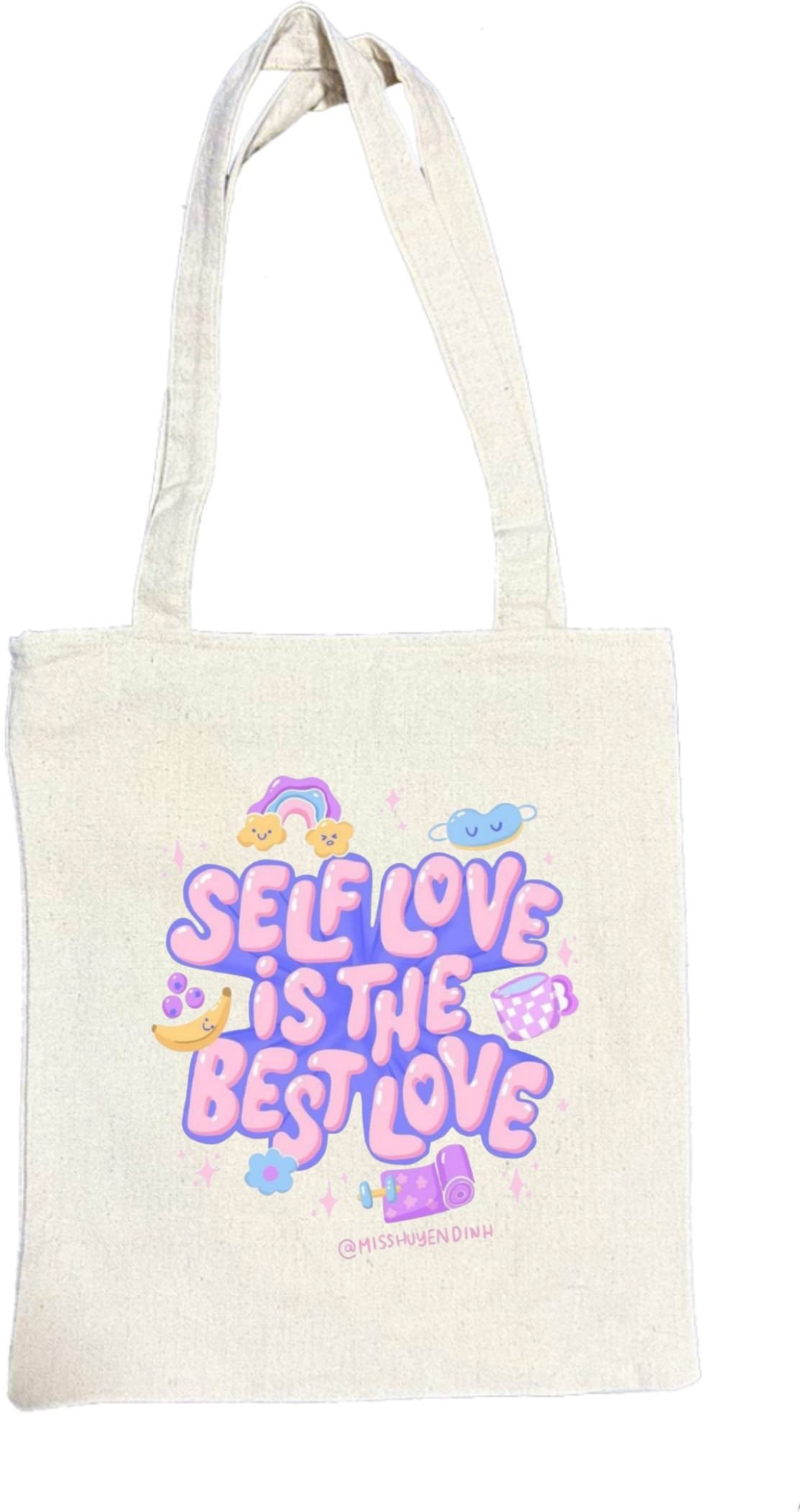 SELF LOVE IS THE BEST LOVE @MISSHUYEN DINH tote bag beige 117