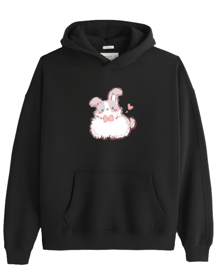 bunny Oversize Hoodie Black 27