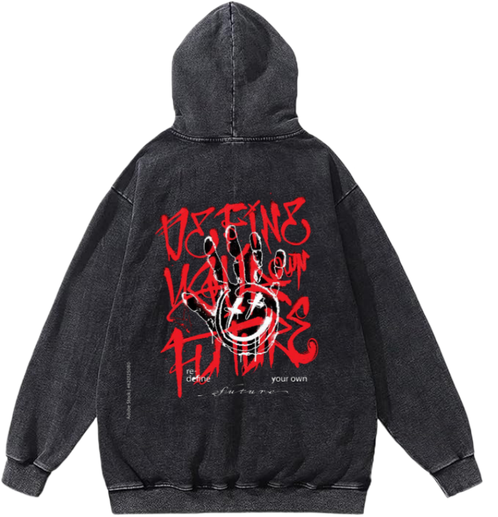 Define your own future Over Size hoodie Washed Back 100