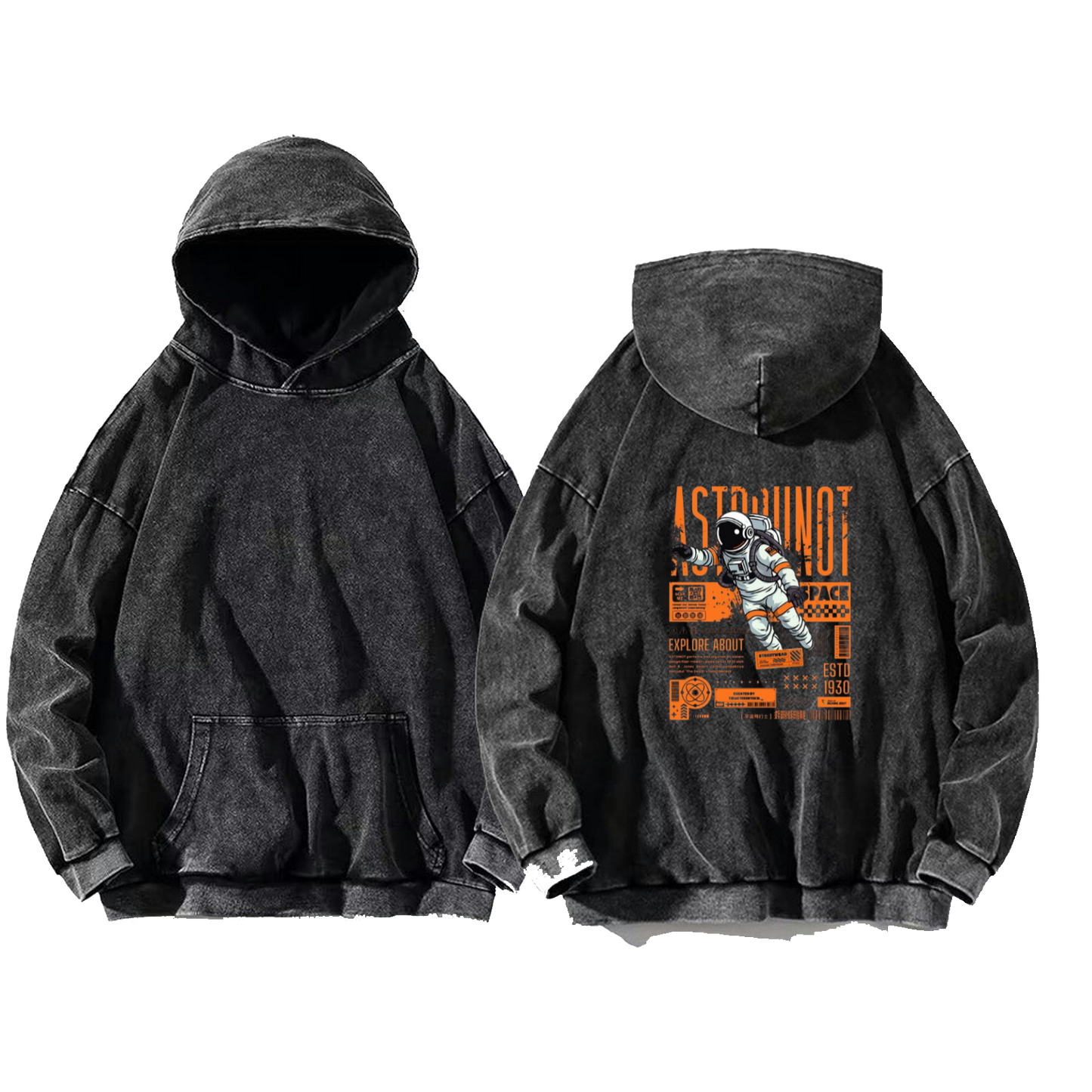ASTRONAUT Back text oversize hoodie Washed back 28