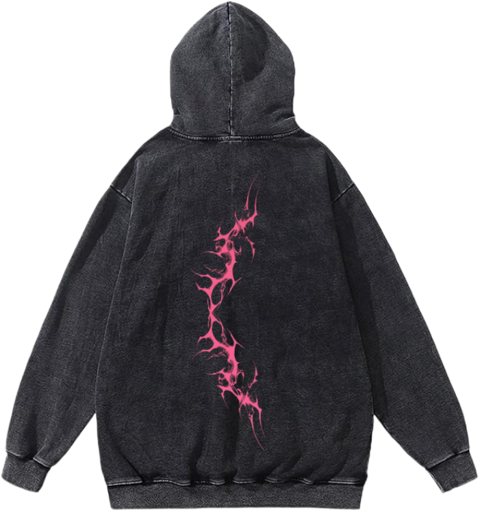 Goth Oversize Hoodie Washed gray Back 28