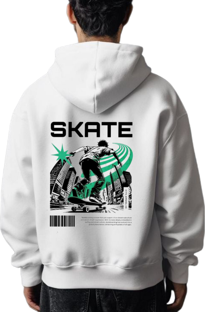 SKATE Over Size hoodie White Back 101