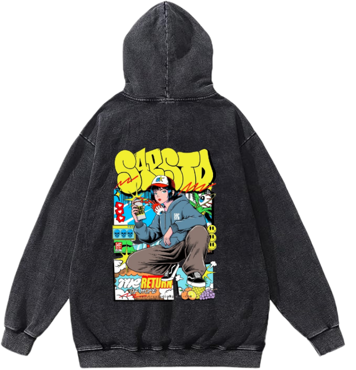 aliens Oversize Hoodie Washed gray Back 29