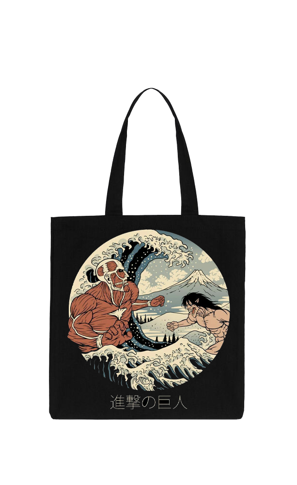 Anime Attack on titan shingeki no kyojin Aot Black tote bag 28