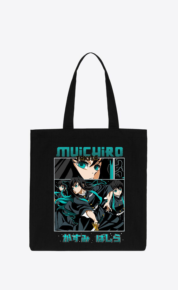 Anime Demon slayer nezuko tanjiro tote bag Black 2