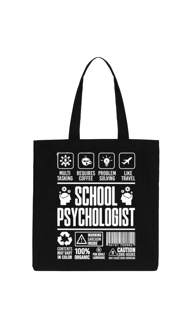 SCHOOL PSYCHOLOGIST Back text tote bag Black 2