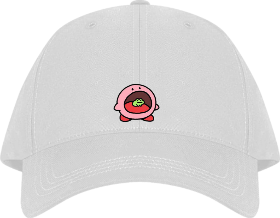 Cute Anime Kirby Baseball Cap, Kawaii Pink Character White Dad Hat, Adjustable Y2K Streetwear Sun Cap for Women and Men 2
