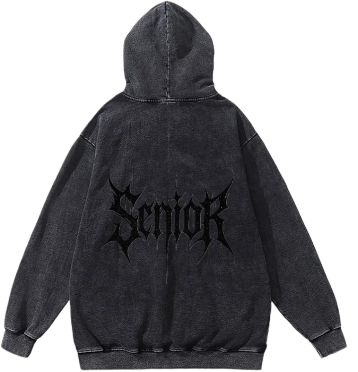 Goth Oversize Hoodie Washed gray Back 2