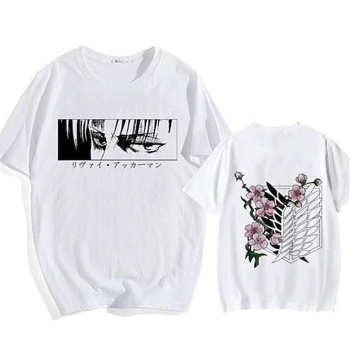 Anime Attack on titan shingeki no kyojin eren levi mikasa Aot white Oversize t- shirt R 1 R