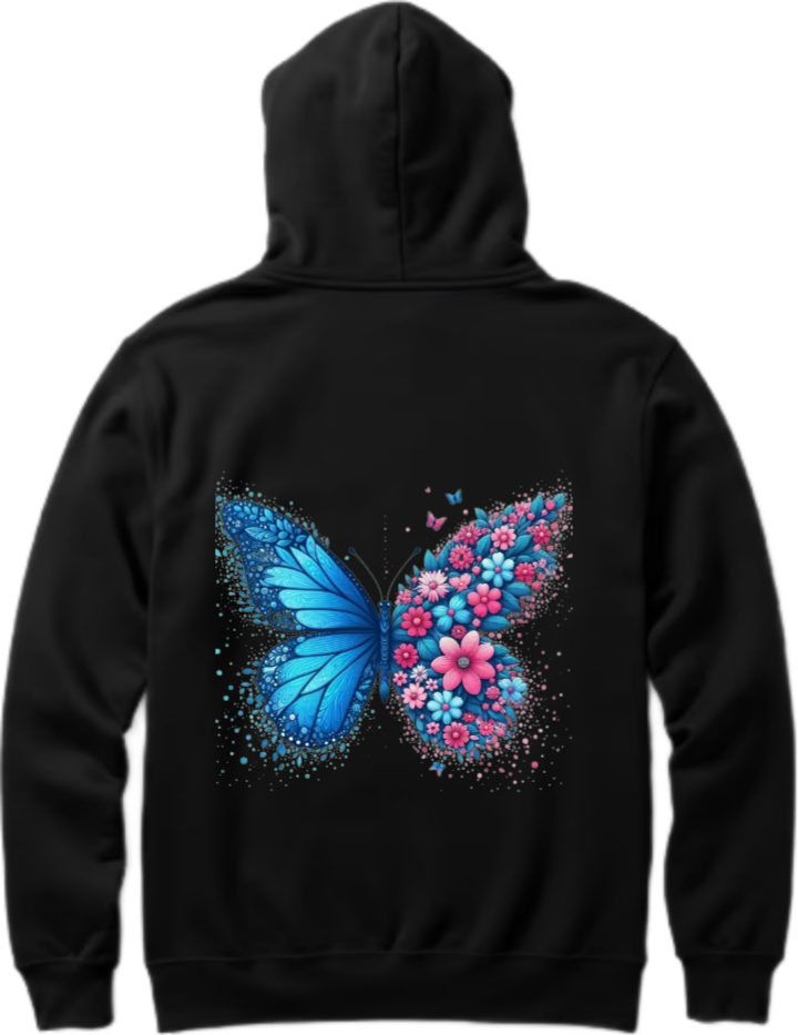 butterflies Oversize Hoodie Black Back 2