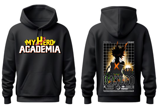 Boku no hero academy bnha One Size hoodie Black Back 2