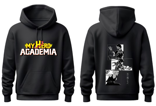 bnha boku no hero academy One Size hoodie Black Back 2