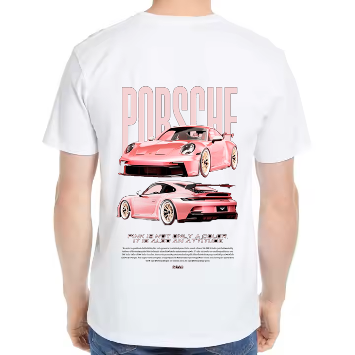 Porsche GT3 Car t- shirt One Size White Back 1