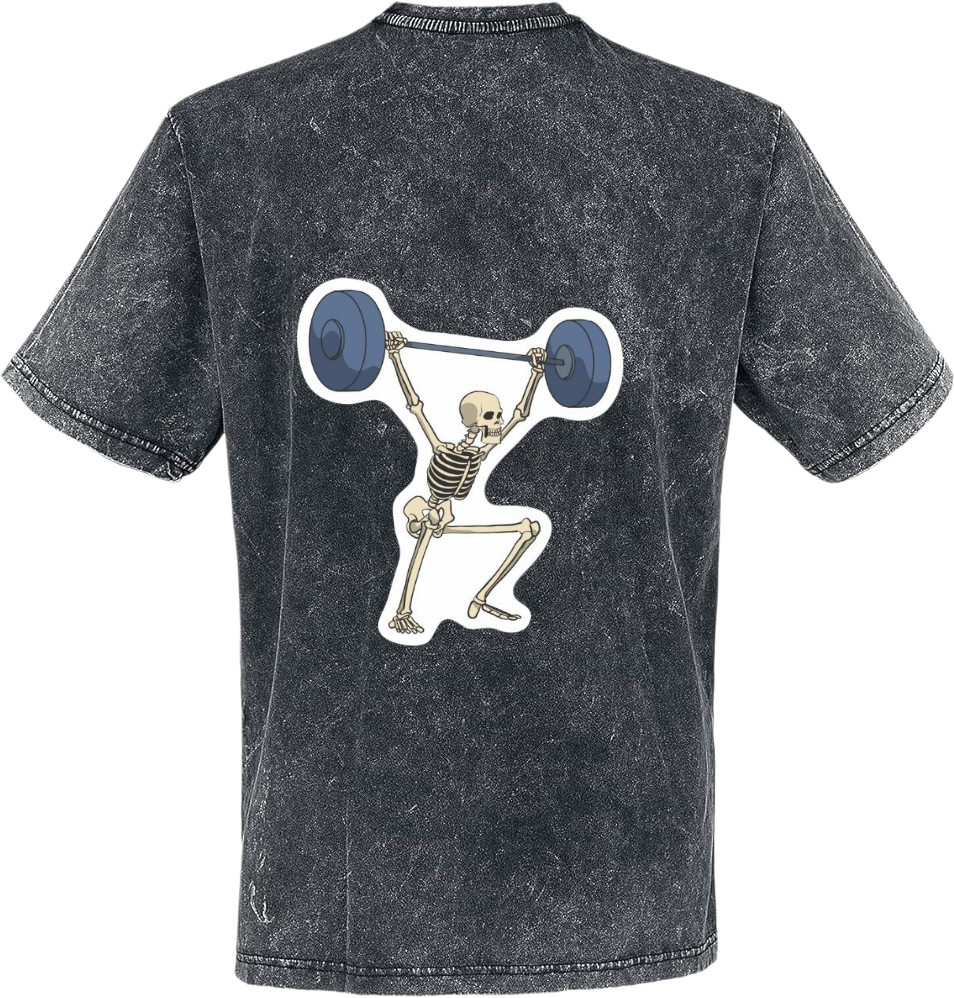 skeleton lifting weights t- shirt One Size Washed Back 2