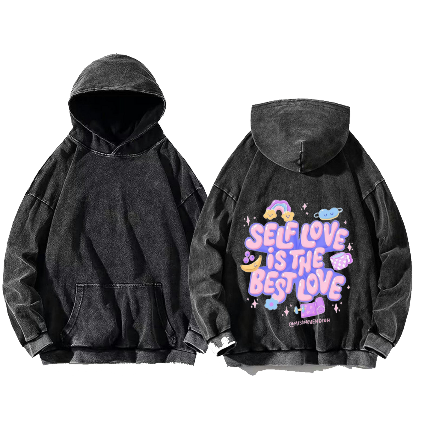 SELF LOVE IS THE BEST LOVE One Size hoodie Washed Back 2