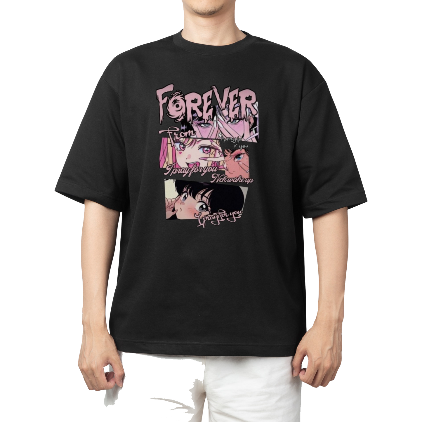 RANDOM ANIME GIRL t- shirt Black 3