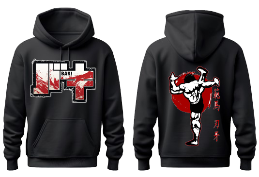 Anime baki oversize hoodie Black Back 10