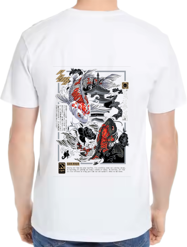 Koi Fish t- shirt Over Size White Back 21
